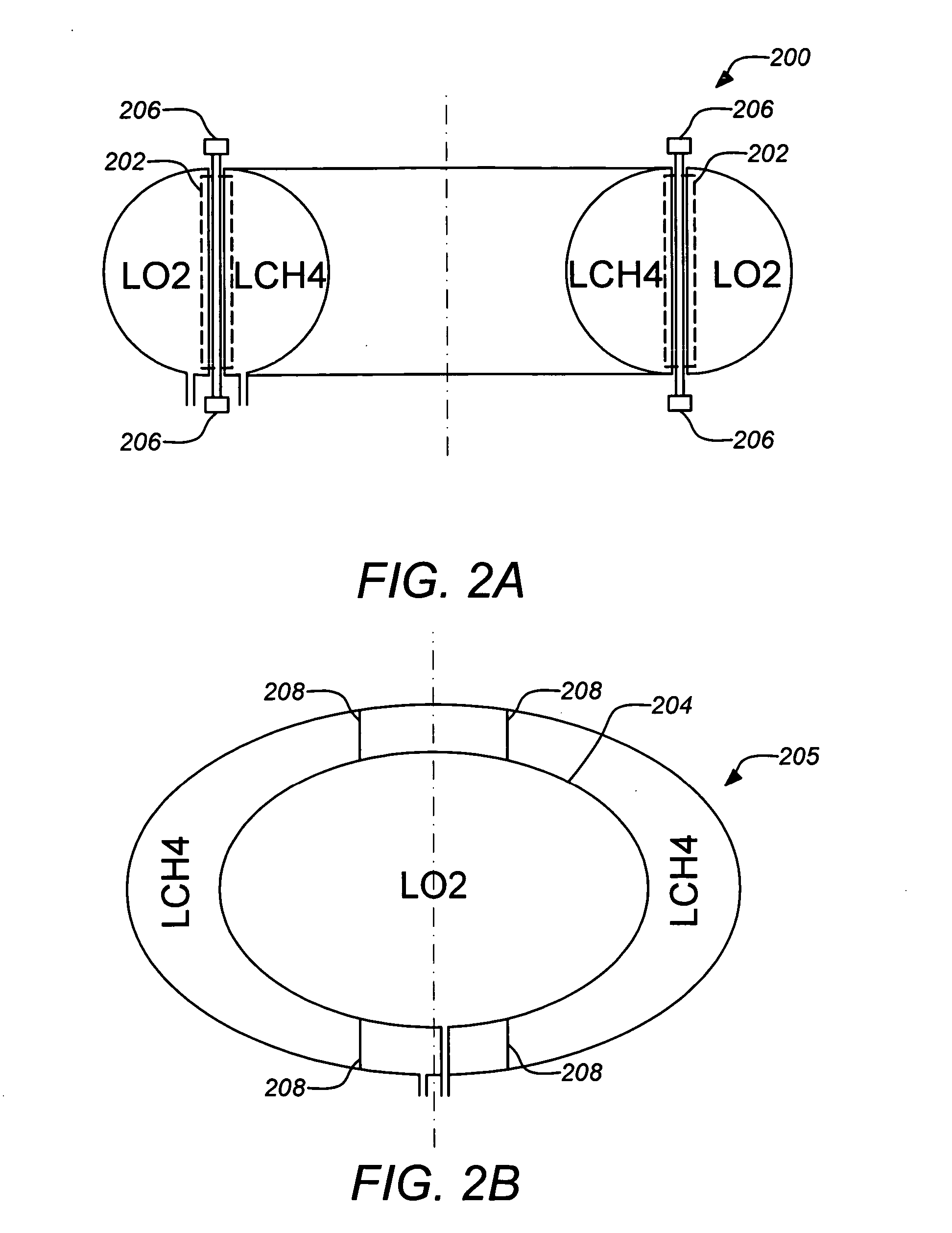 Thermally coupled liquid oxygen and liquid methane storage vessel