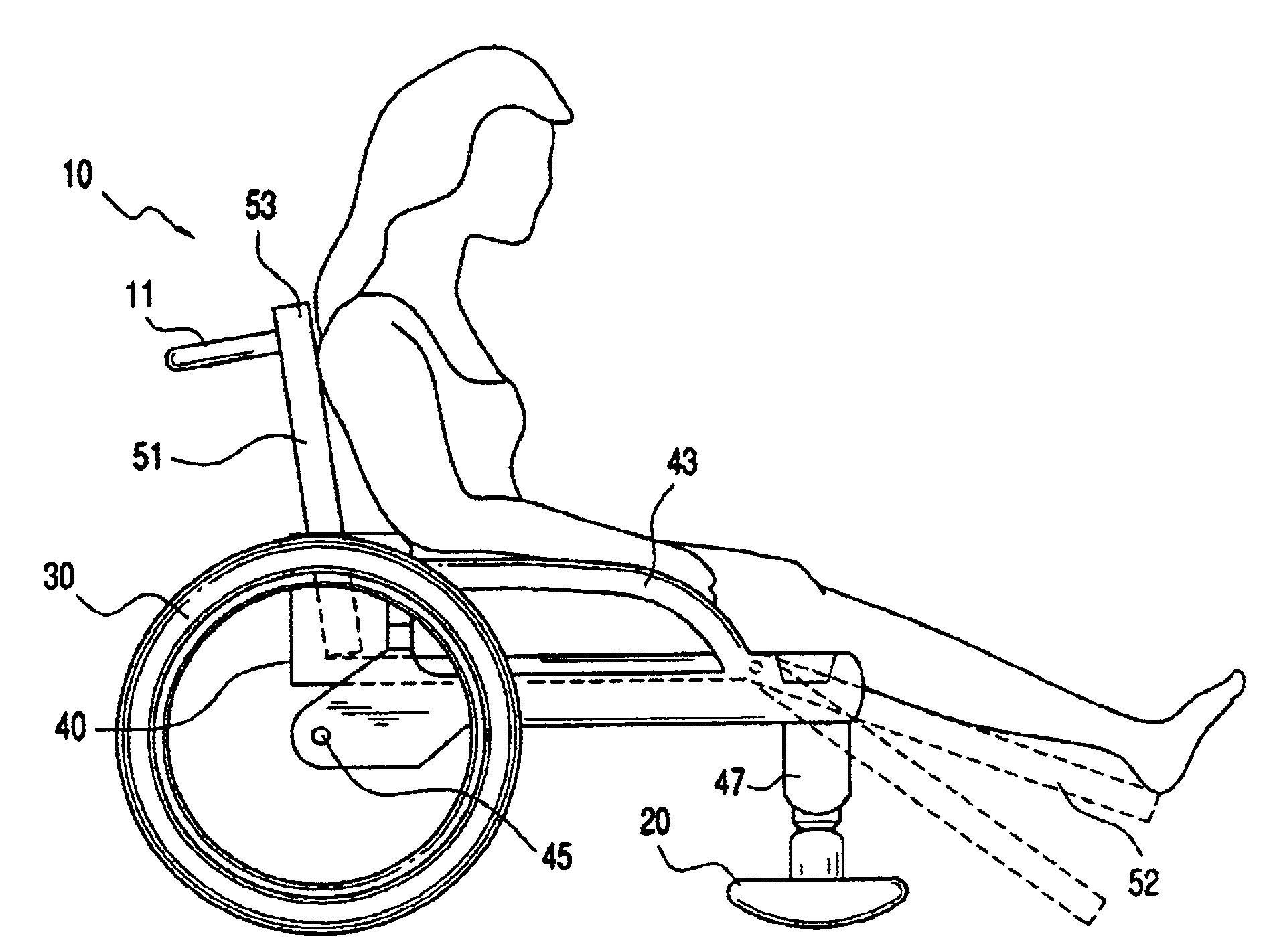 Dignified broad footprint beach wheelchair