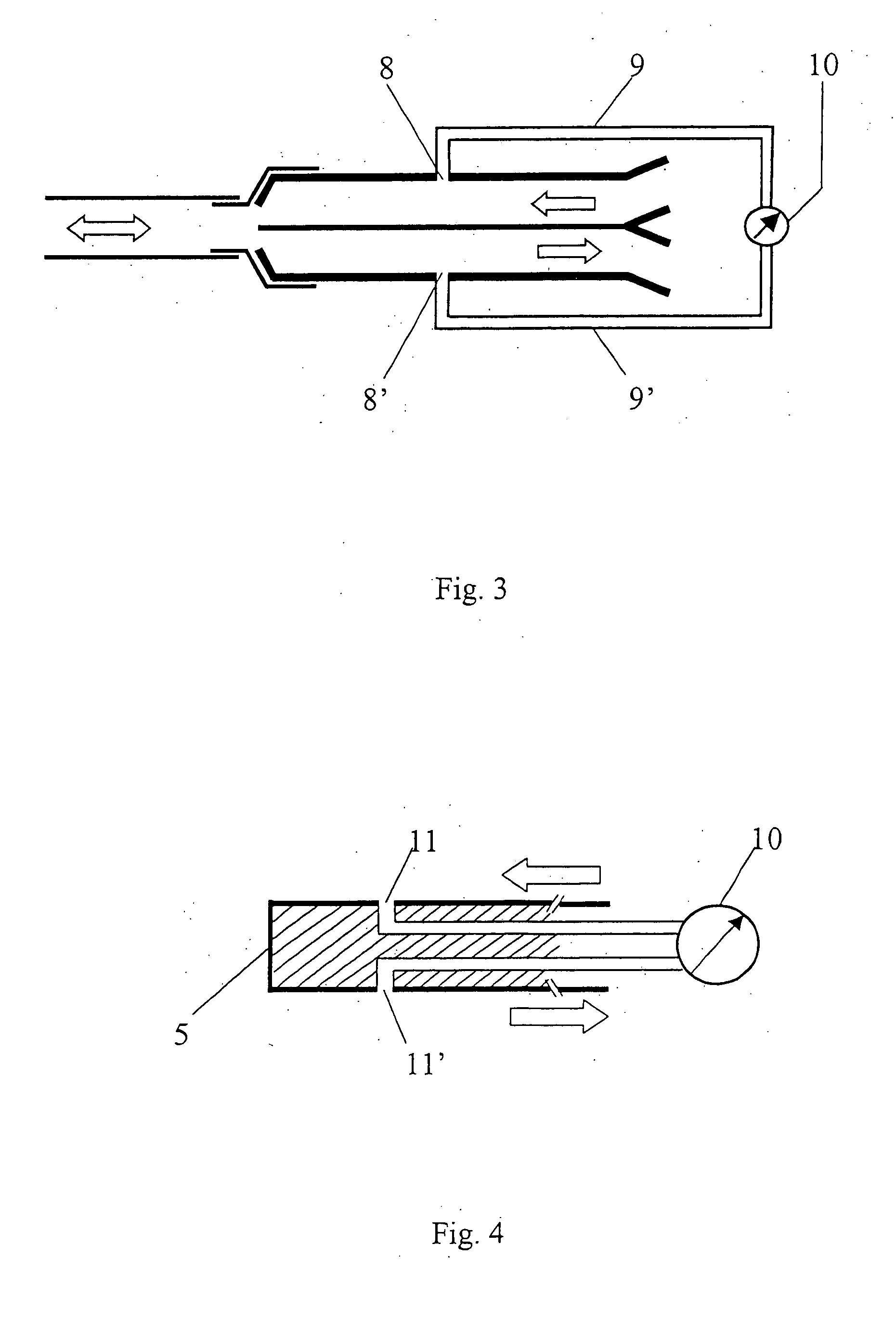 Measuring device for measuring the volume flow or the substance properties of a gas, whose direction of flow can reverse