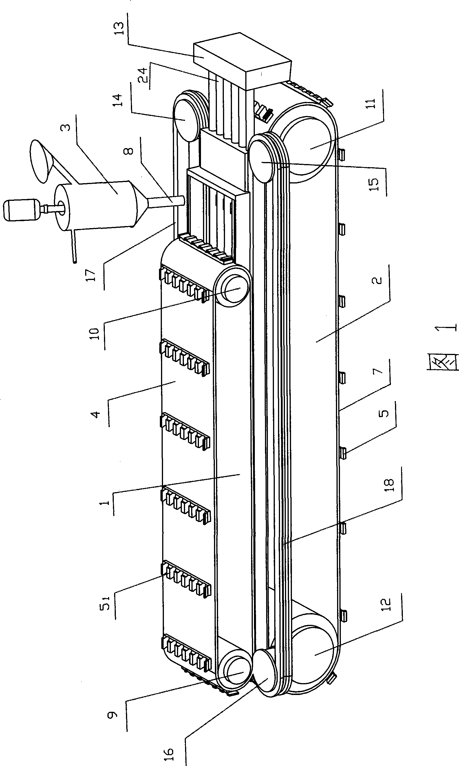 Conveyer-belt type block molding device for continuous producing gypsum block