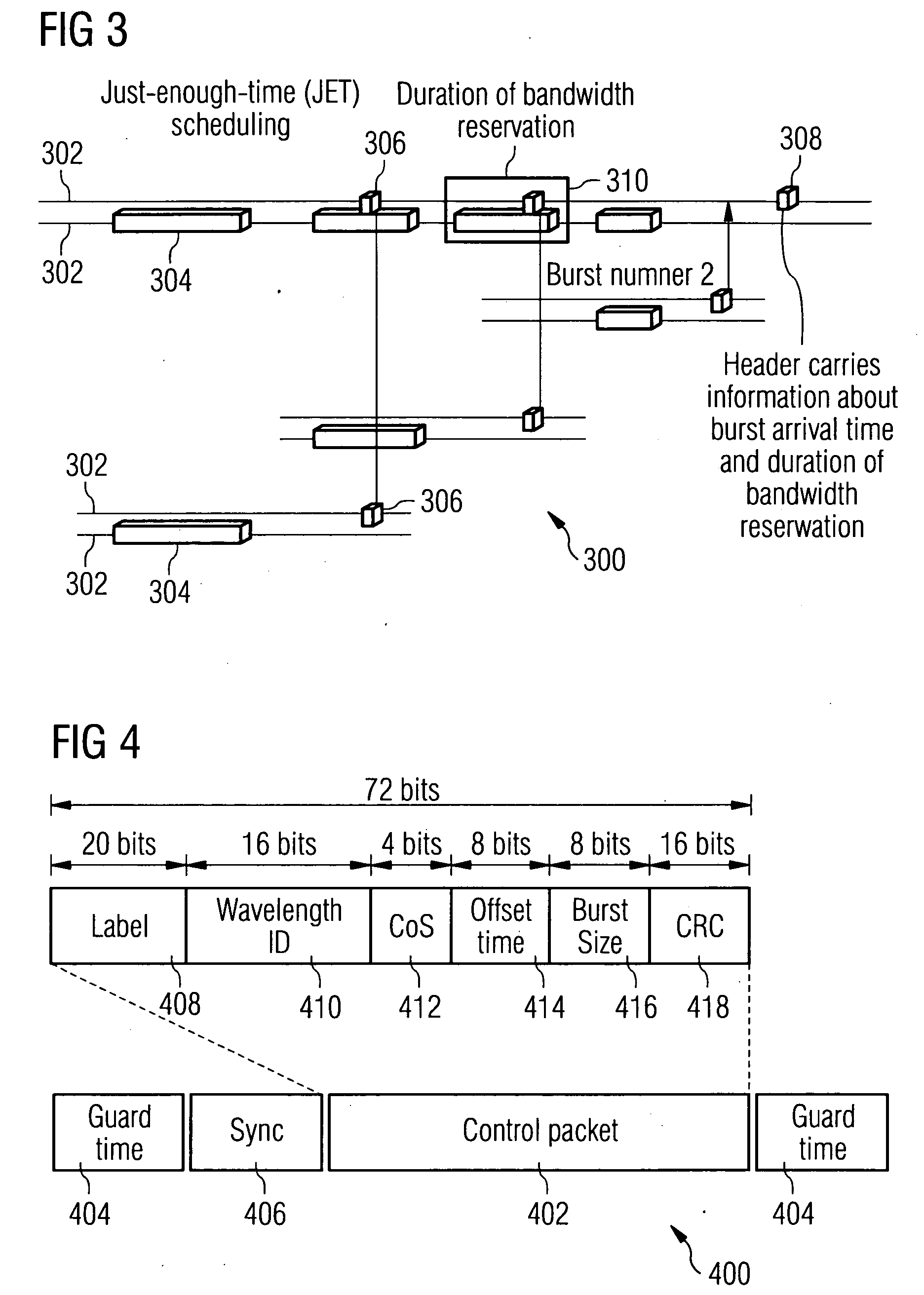 Method and apparatus for transmitting an optical signal in an optical burst switching network using arrival time
