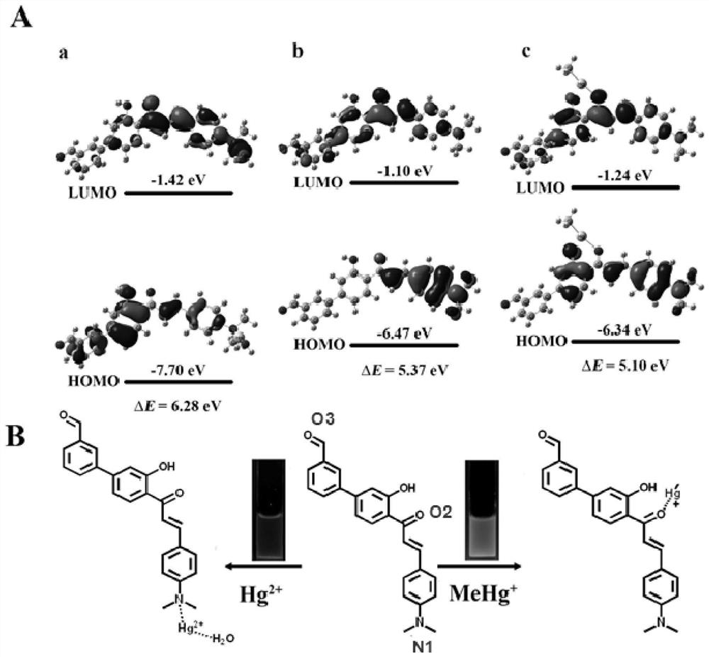 A fluorescent probe for quickly identifying mercury and methylmercury and its preparation method and application