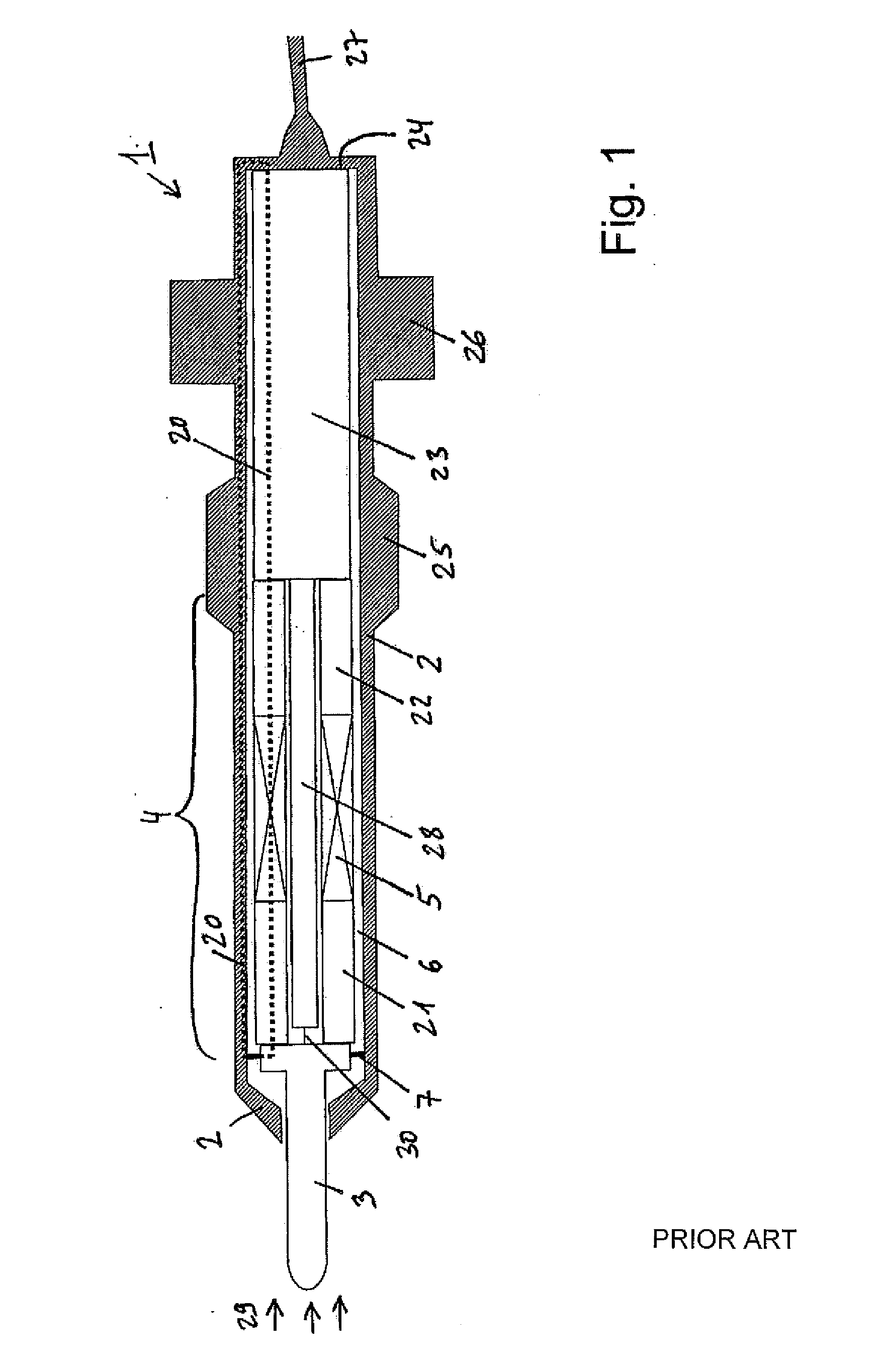 Pressure sensor for measurements in a chamber of an internal combustion engine