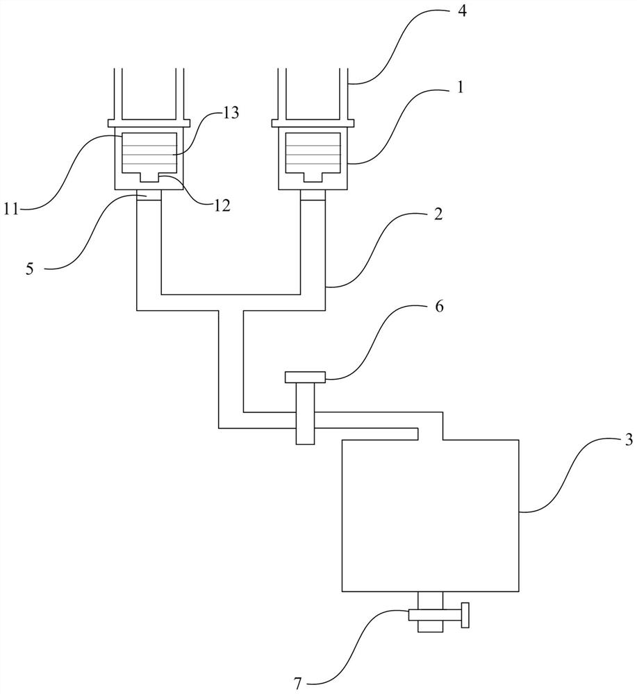 Condensate water collecting device of breathing machine