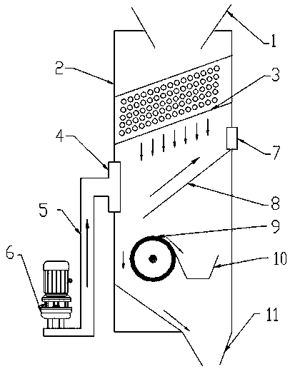 Feed filtering device with permanent magnet roller