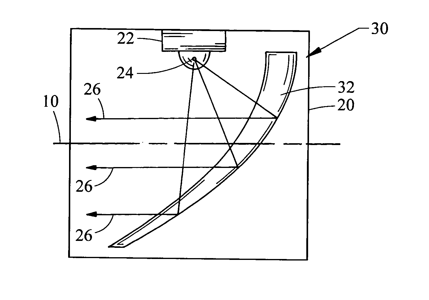 Compound trough reflector for led light sources