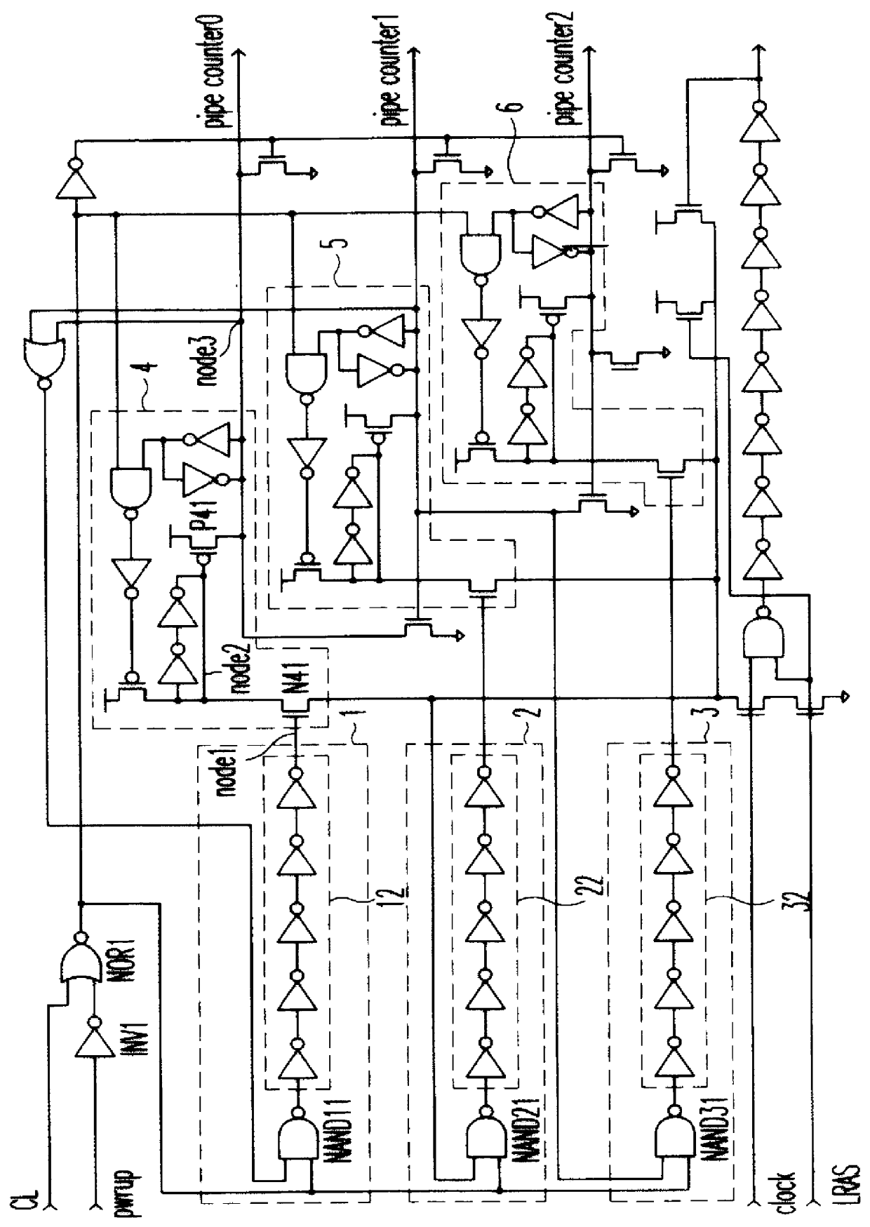 Memory device having a pipe counter