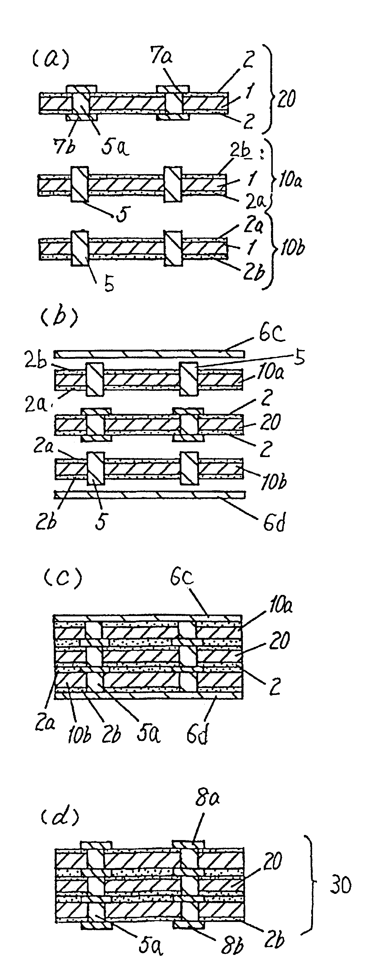 Multi-layer circuit board having at least two or more circuit patterns connected