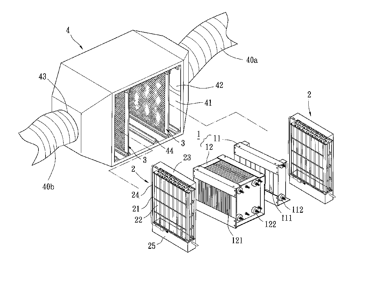 Air filter device for air exhauster