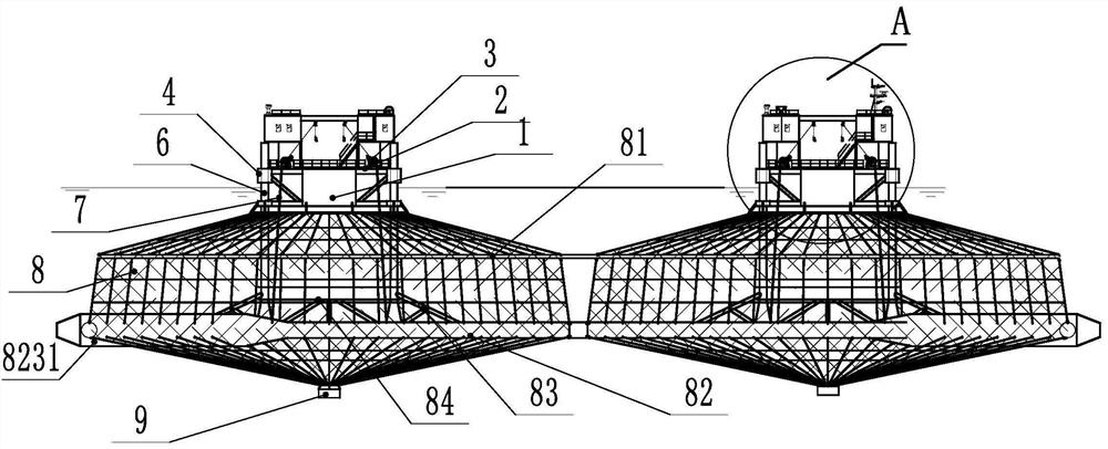 Net cage lifting device with dual-system effect