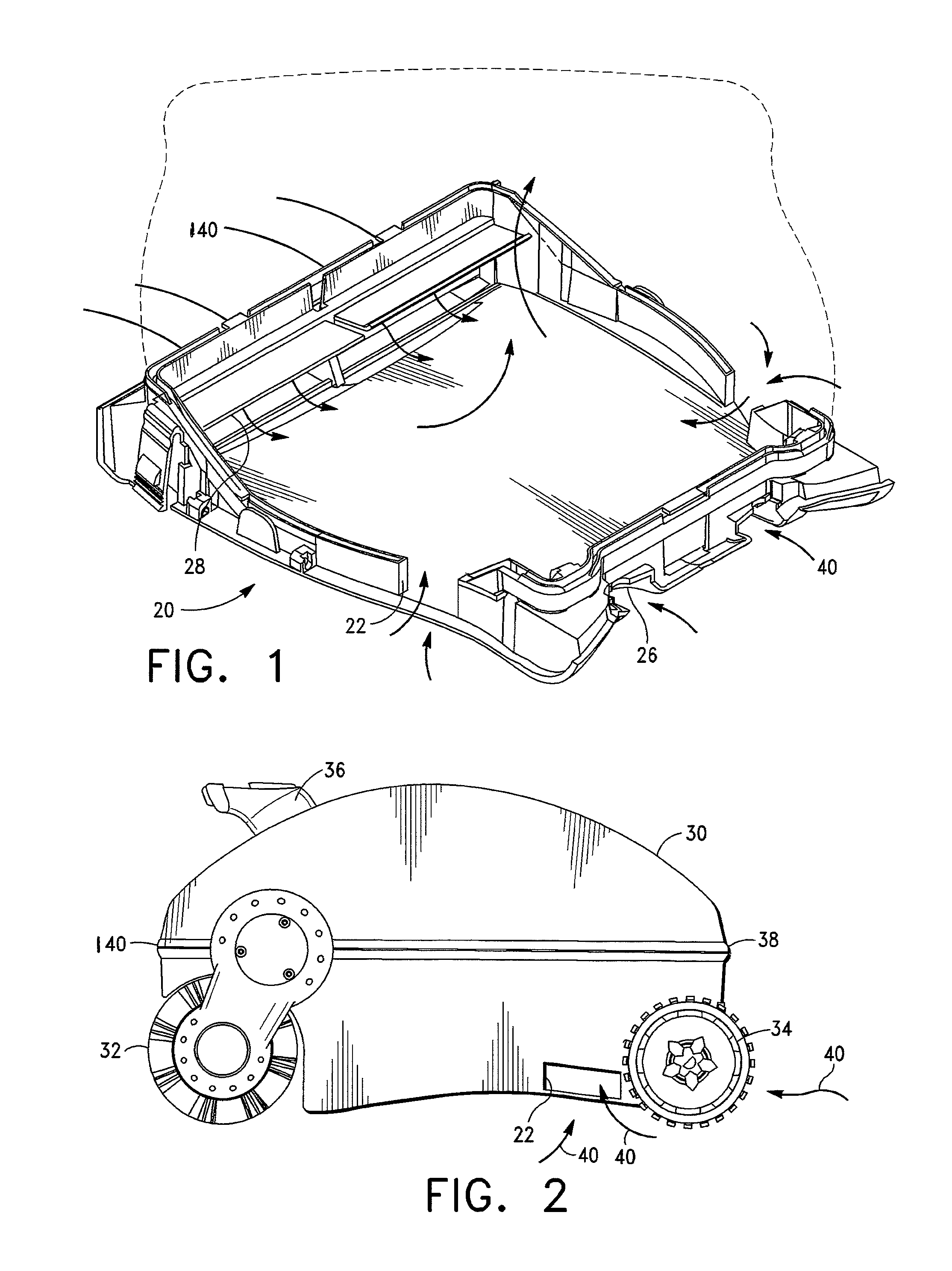 Pool cleaning vehicle having side vents and ducts