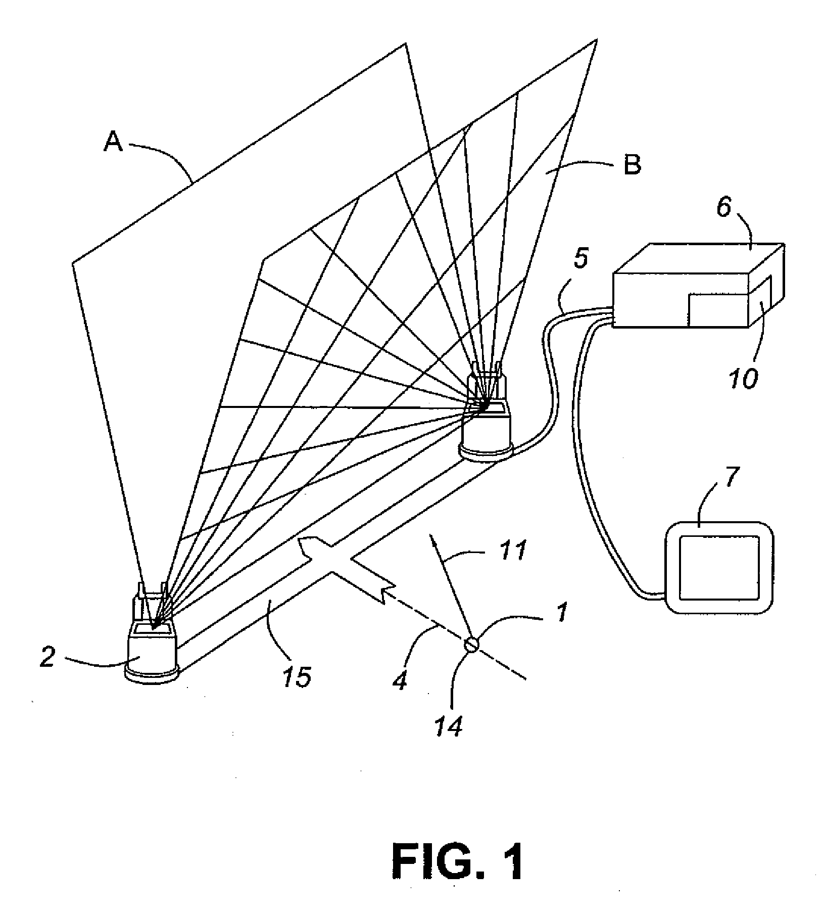 Method and apparatus for locating the trajectory of an object in motion