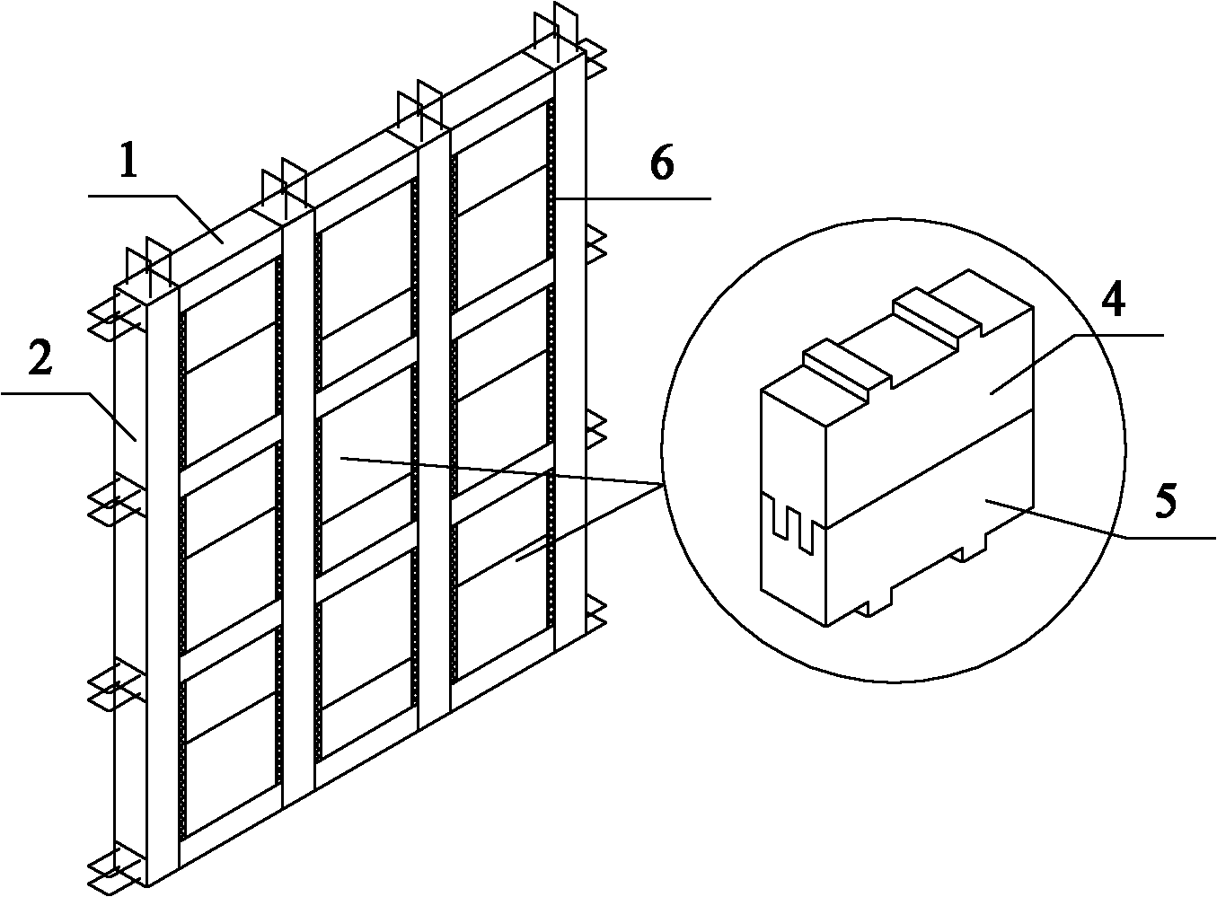Multi-ribbed composite wallboard internally provided with special-shaped filling building blocks