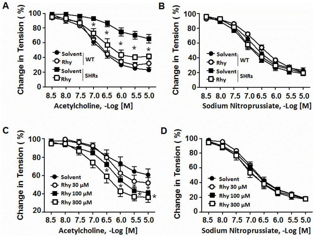 Application of rhynchophylline to preparation of medicines for improving vascular endothelial dysfunction