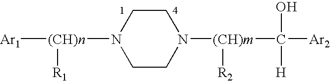 Aralkyl-alcohol peiperazine derivatives adn their uses as antidepressant