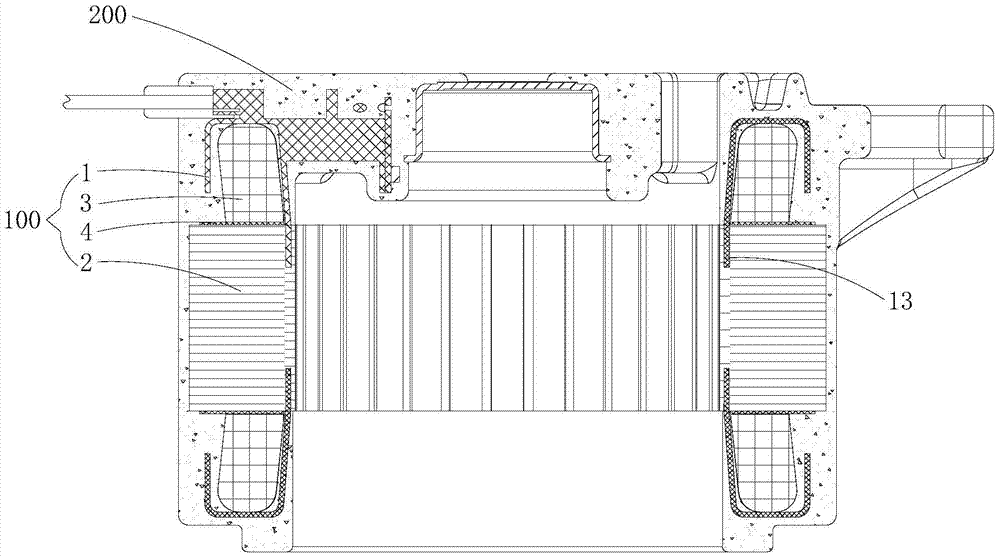 Stator winding end insulation frame, plastic-sealed stator assembly and plastic-sealed motor