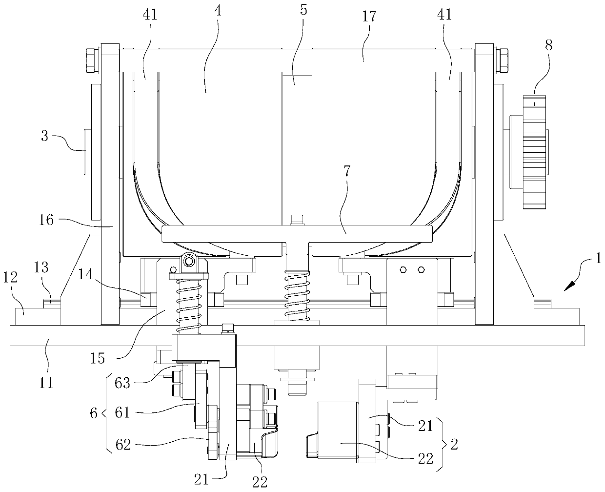 Device for rotating and pressing dumplings