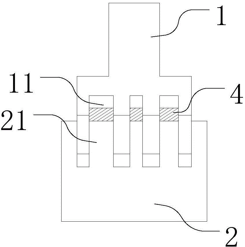 Tooth knife punching die structure for knife bending machine and knife bending machine