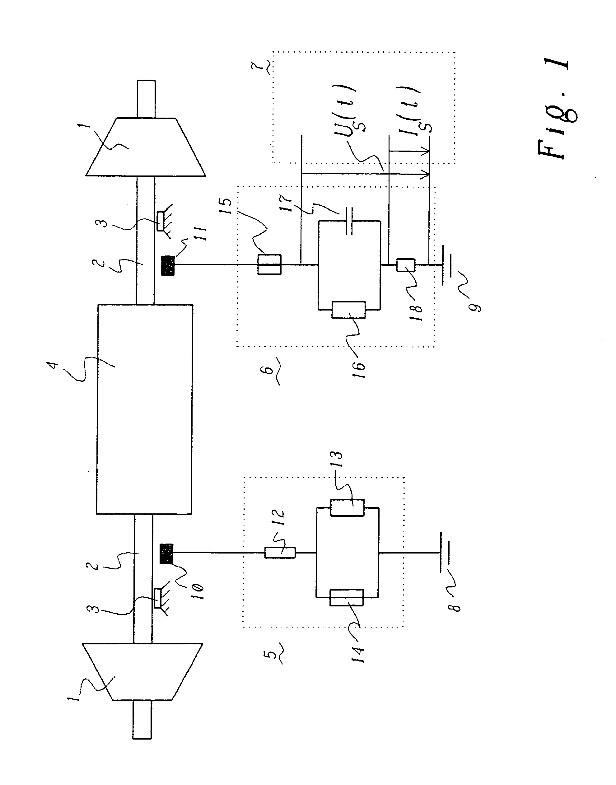 Apparatus and method for detecting vibrations of the shaft assembly in an electrical machine