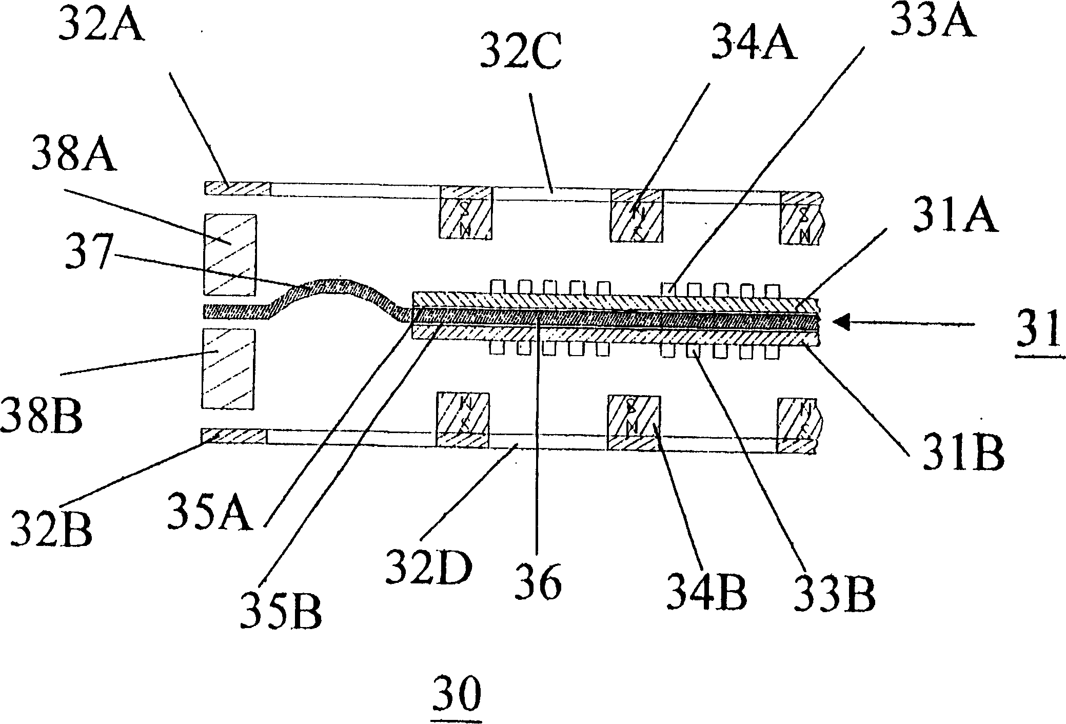 Ribbon type sound film of plane loudspeaker and its manufacturing method