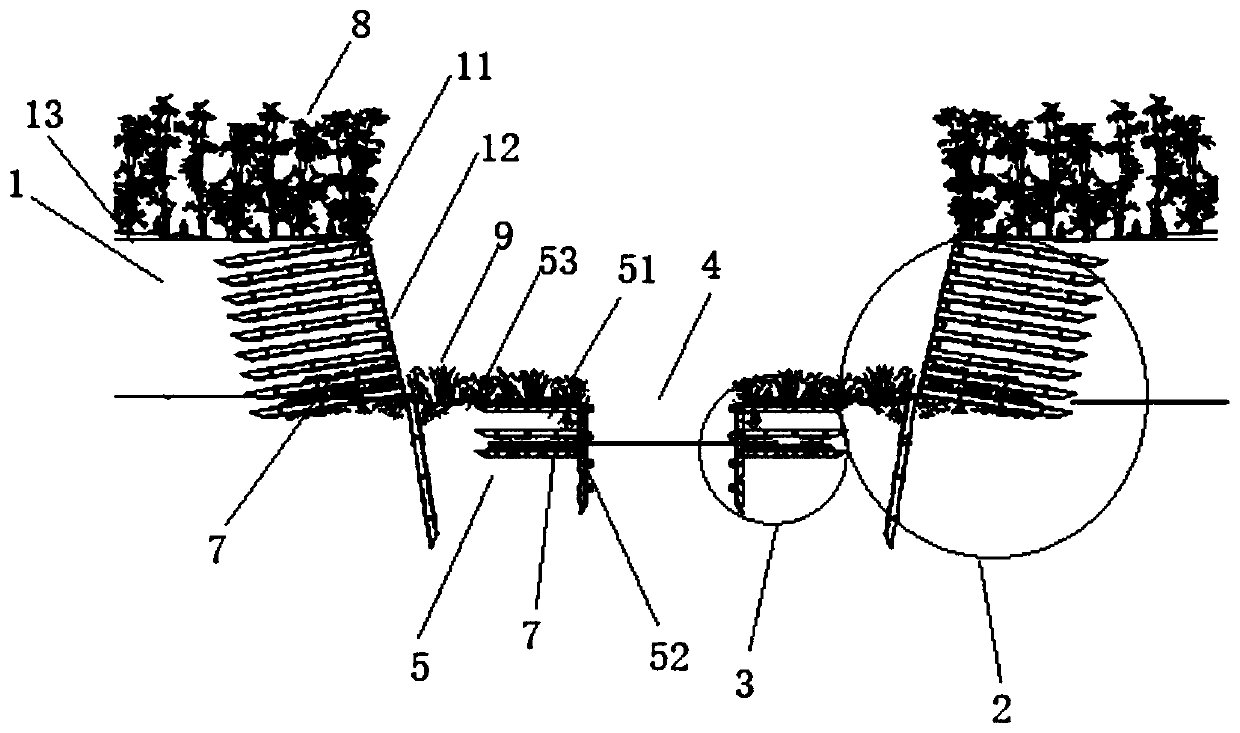 Flexible anchorage frame and ecological revetment structure