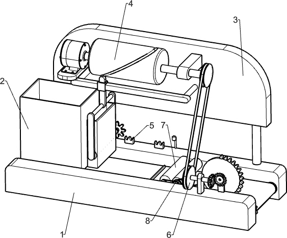 A paint brushing device for rectangular wooden boards