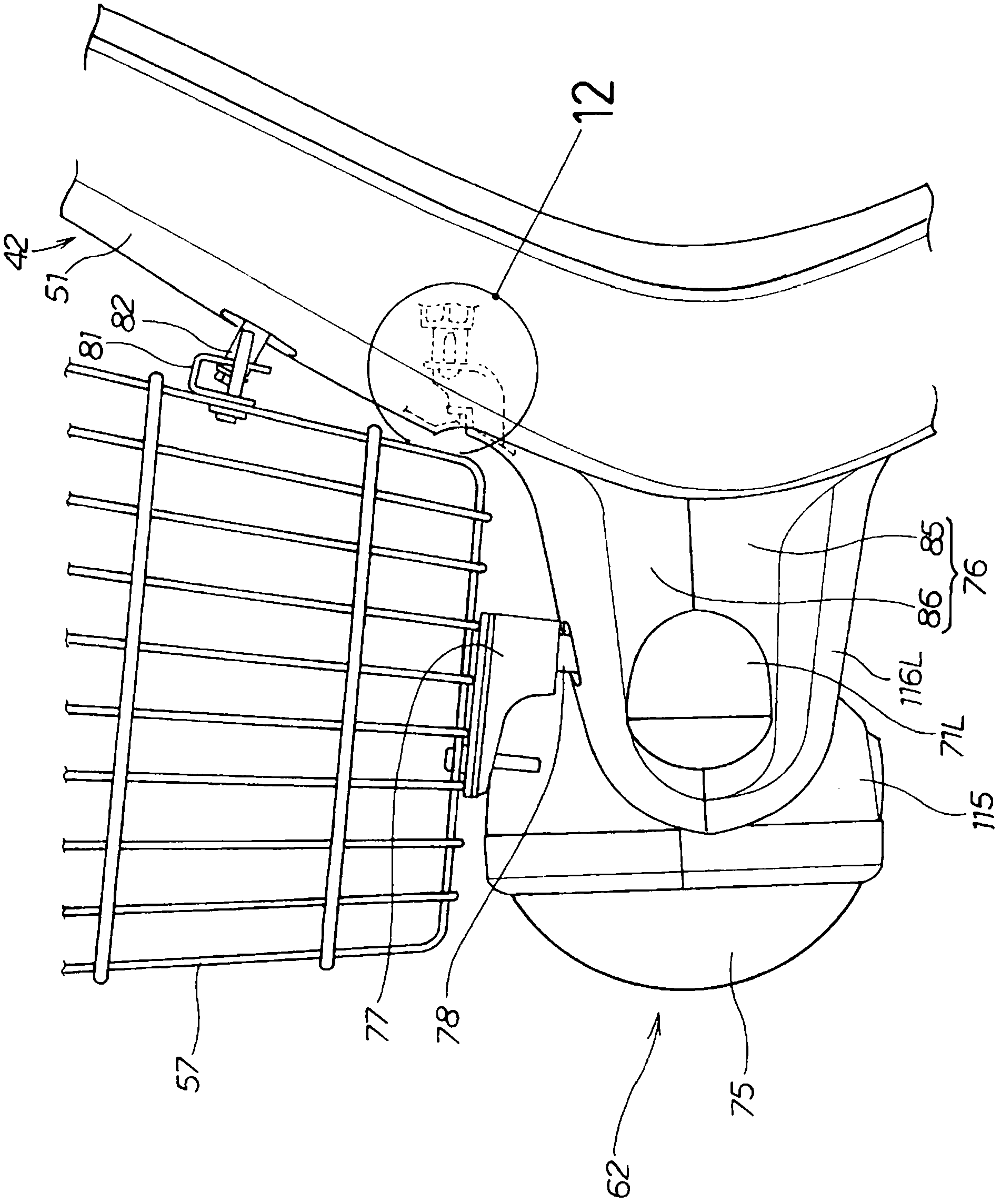 Vehicle lighting device supporting structure