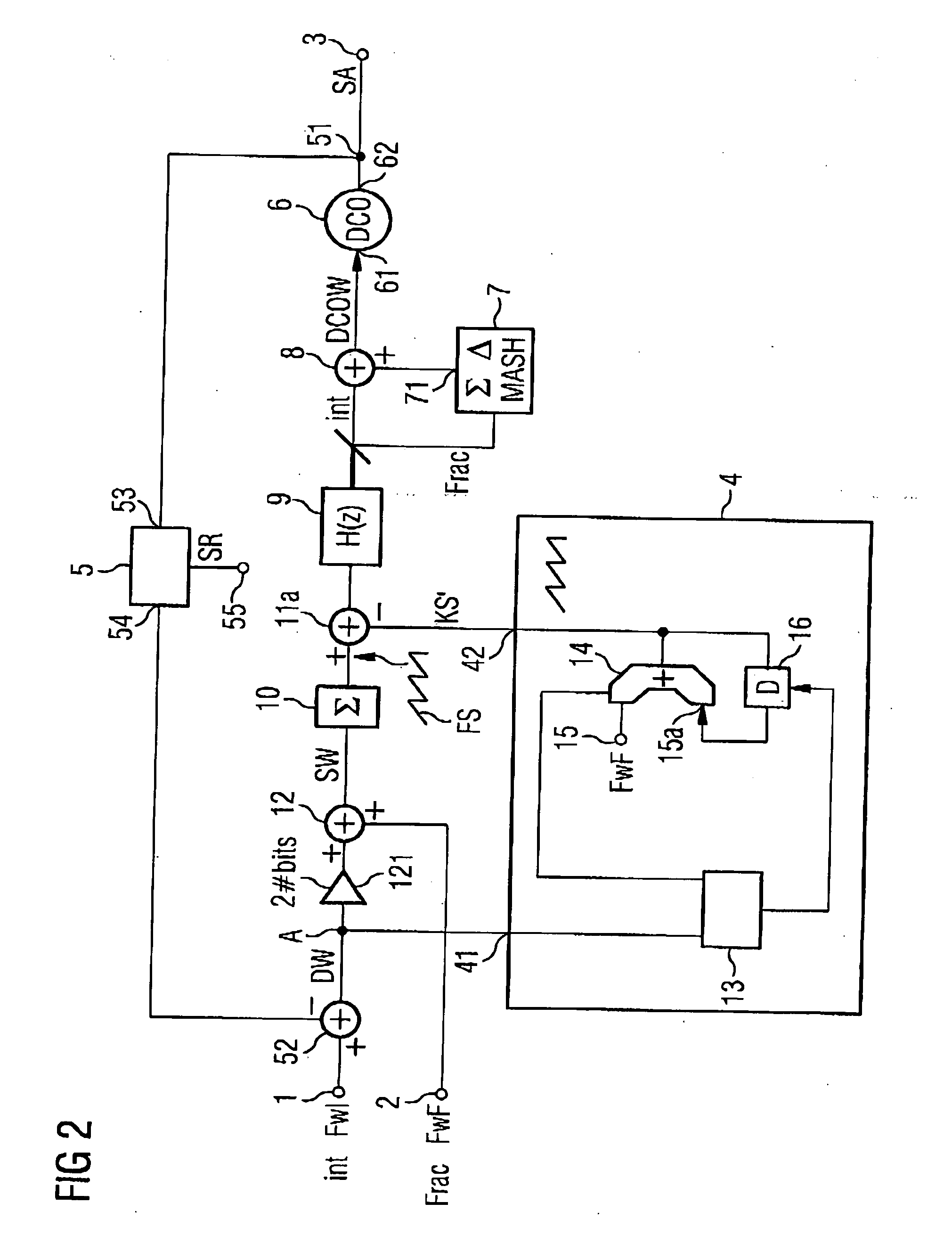 Digital phase locked loop and method for correcting interference components in a phase locked loop