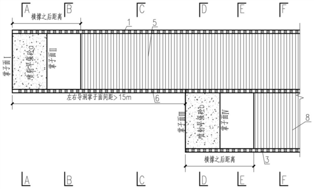 CRD construction method and structure suitable for blasting excavation of stratum with soft upper part and hard lower part