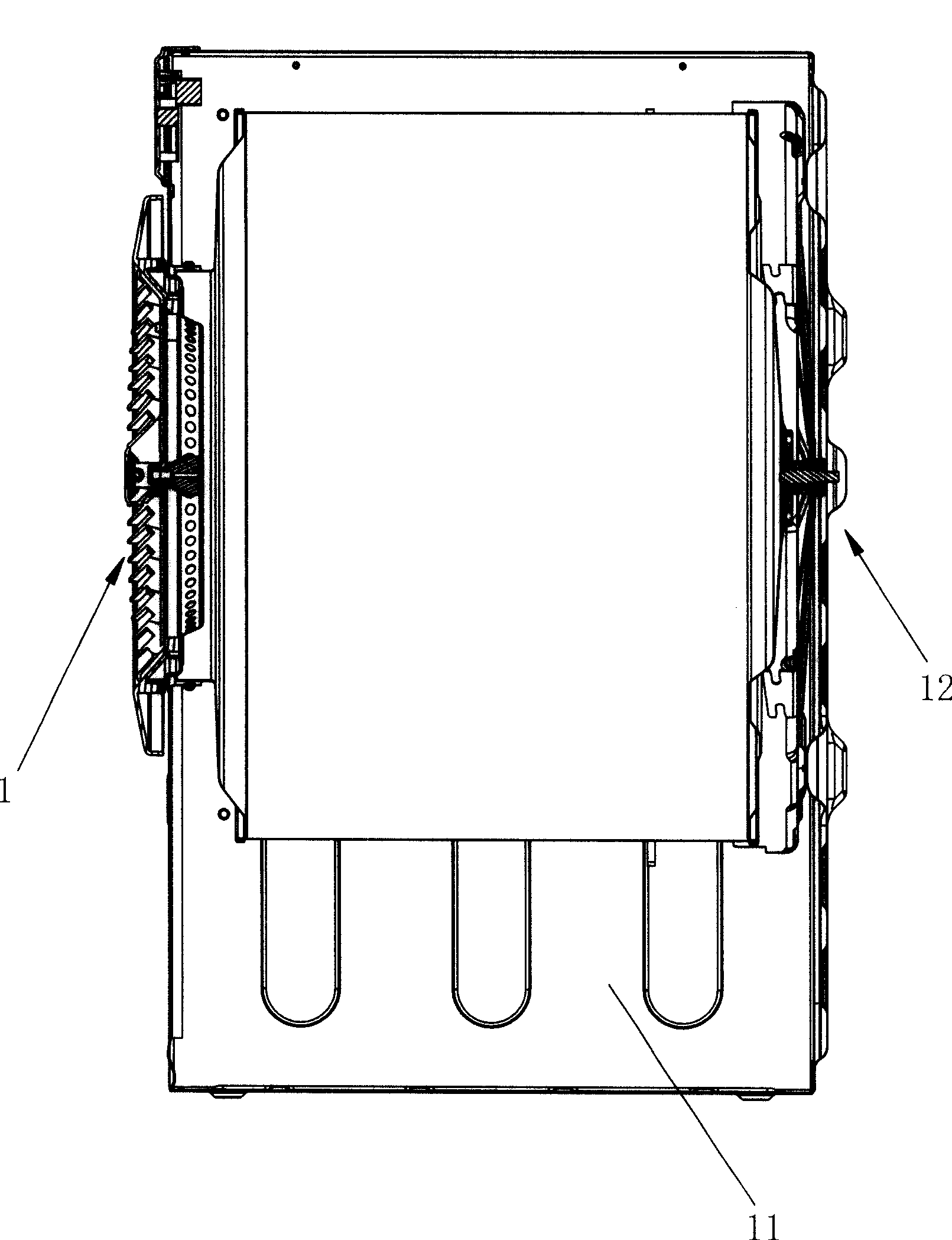 Clothes dryer door structure with air outlet device