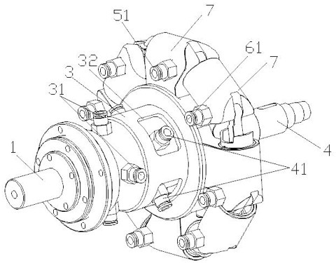 Pressurizing gas distribution mechanism of annular tandem straight-cylinder engine, and annular straight-cylinder engine