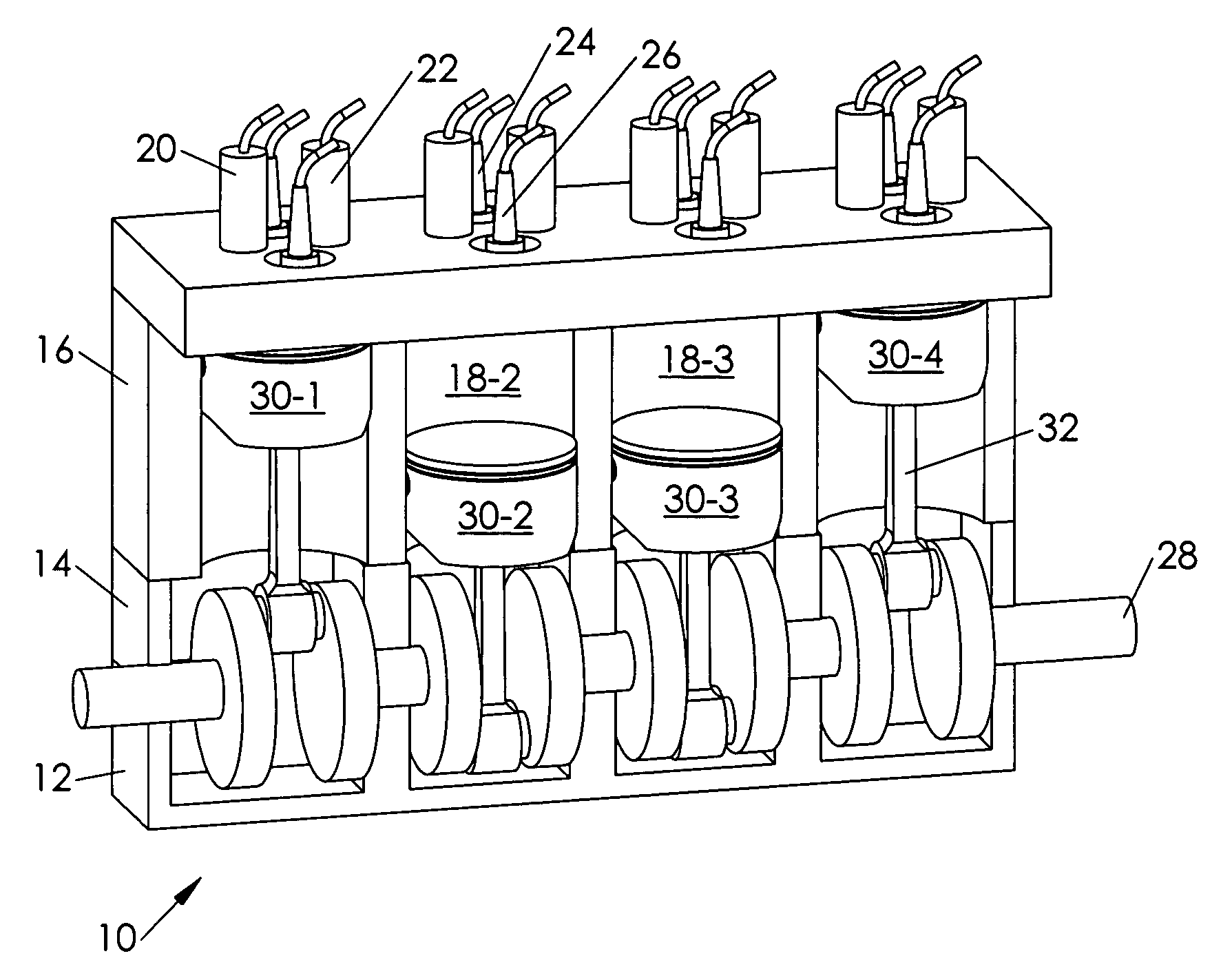 Piston engine with selectable firing order