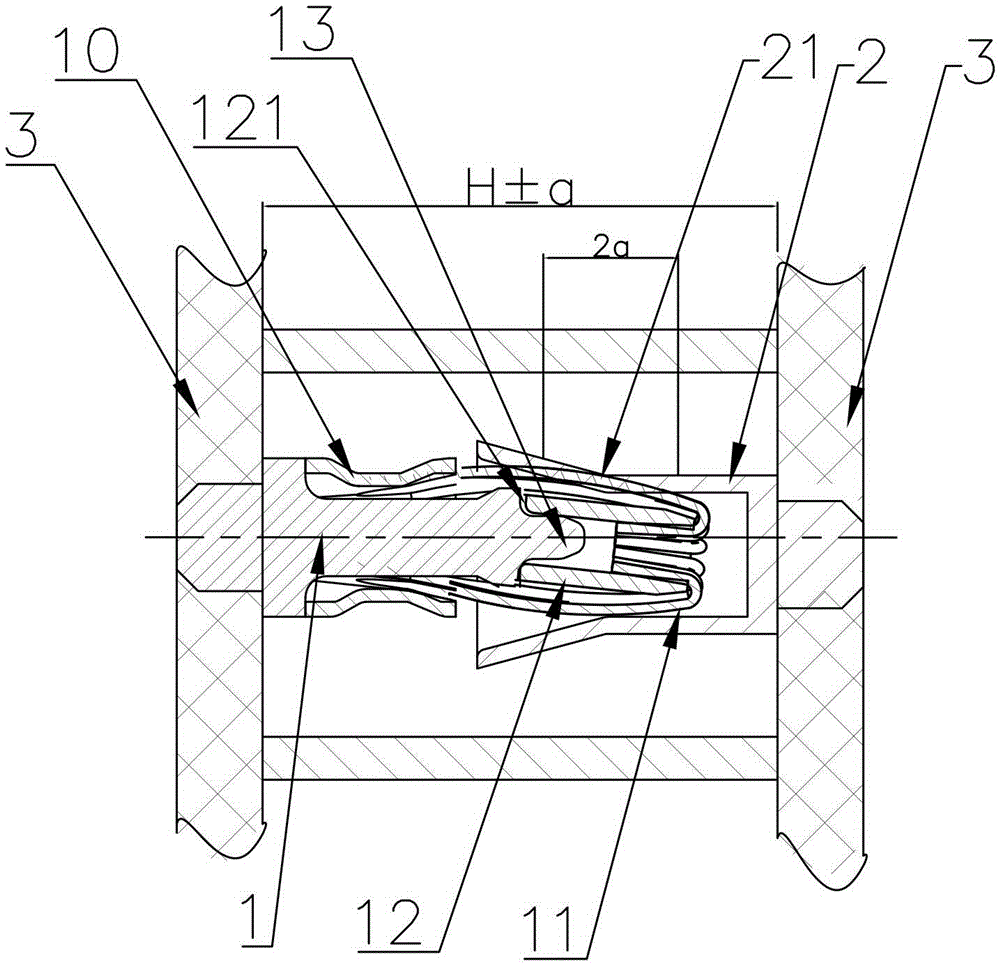 Elastic pierced radio frequency coaxial connector with radial and axial floating function