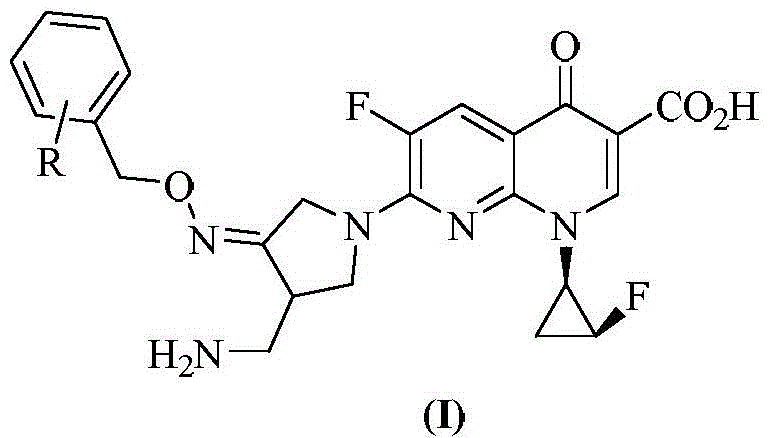 7‑(3‑aminomethyl‑4‑substituted benzyloxyimino‑1‑pyrrolidinyl)naphthyridone carboxylic acids