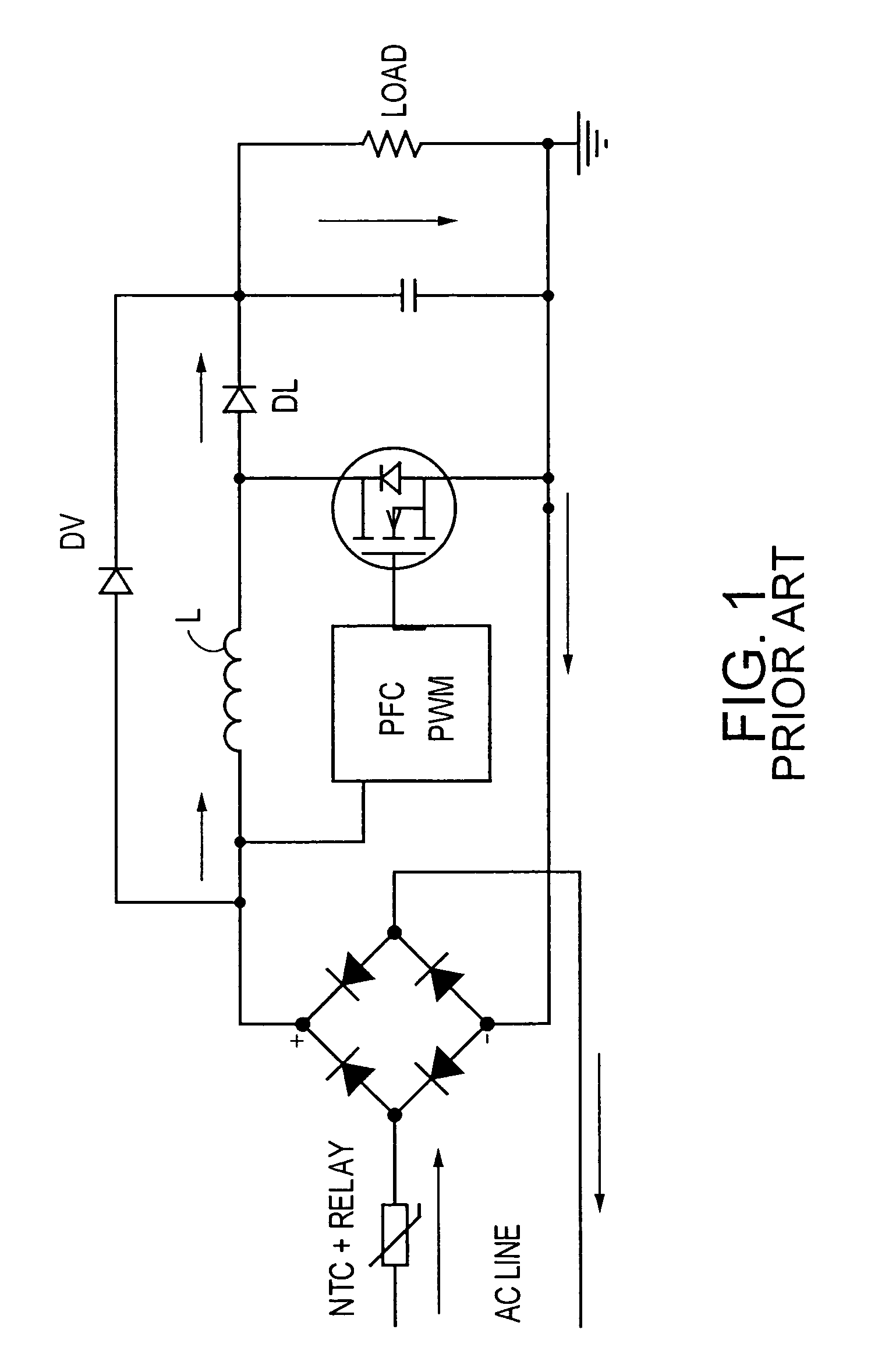 Bridge-less boost (BLB) power factor correction topology controlled with one cycle control