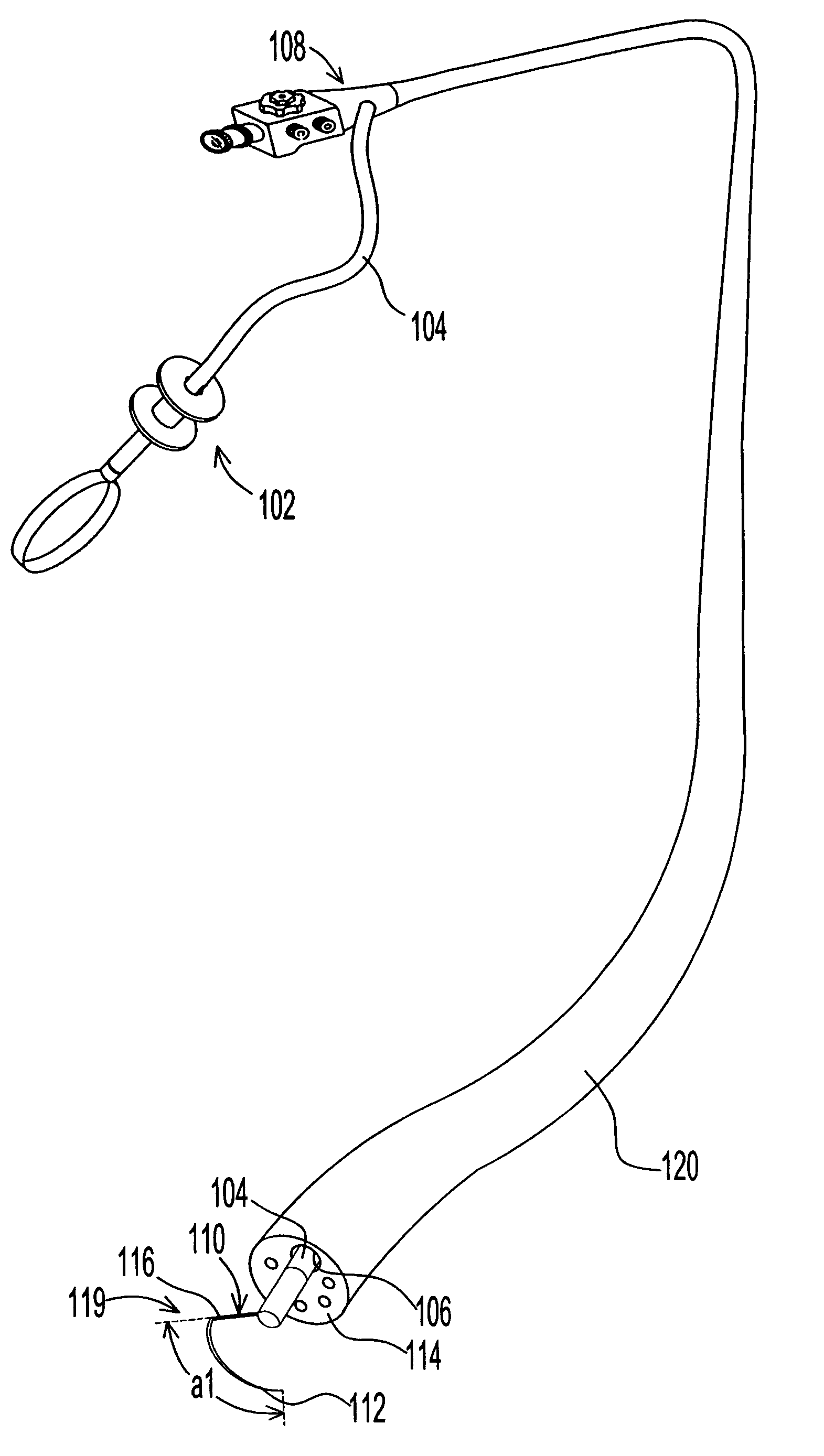 Endoscopic instrument assembly with separable operative tip and associated medical method