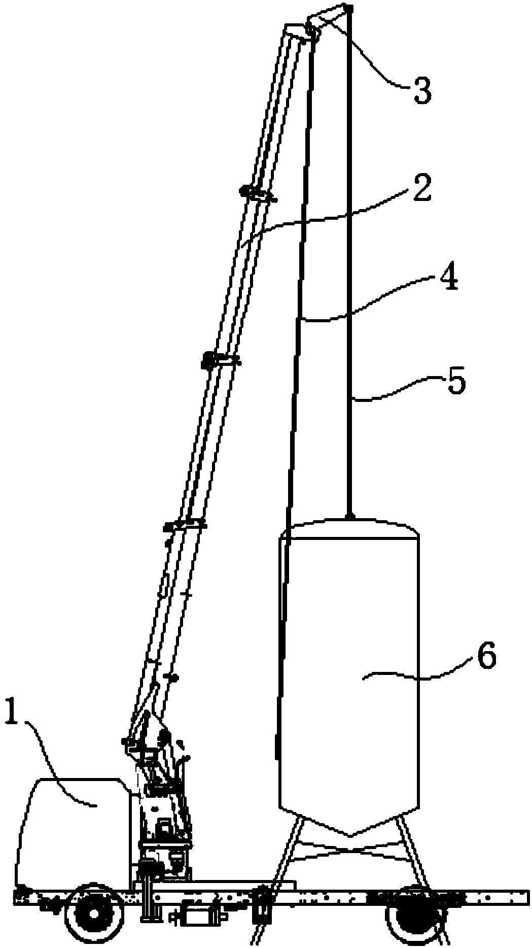 Hoisting device for stirring cylinder