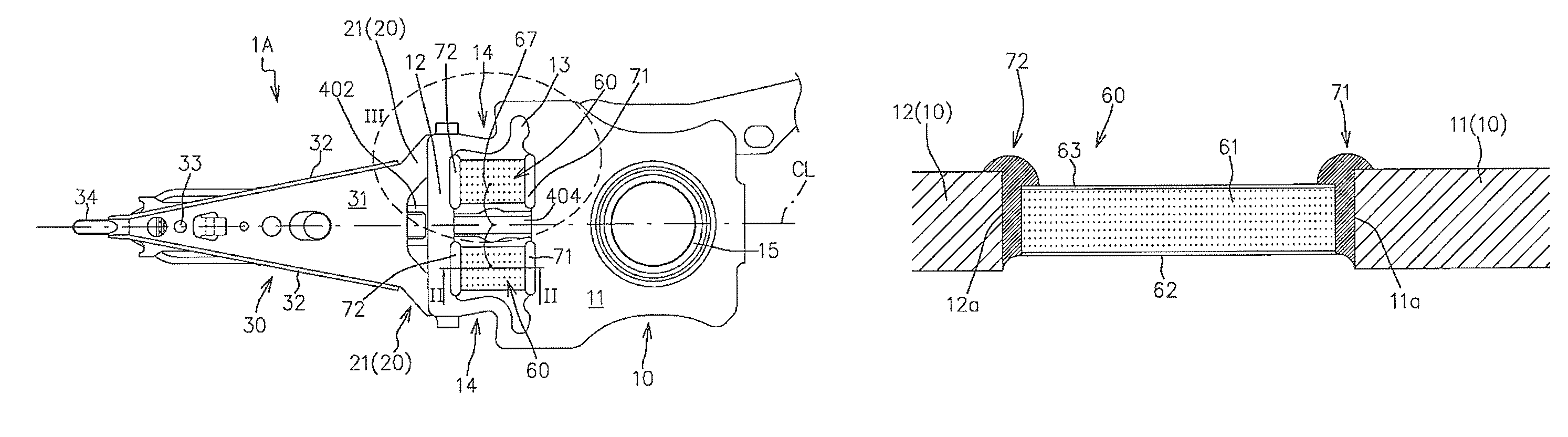 Magnetic head suspension for supporting piezoelectric elements in a non-facing manner relative to suspension structure