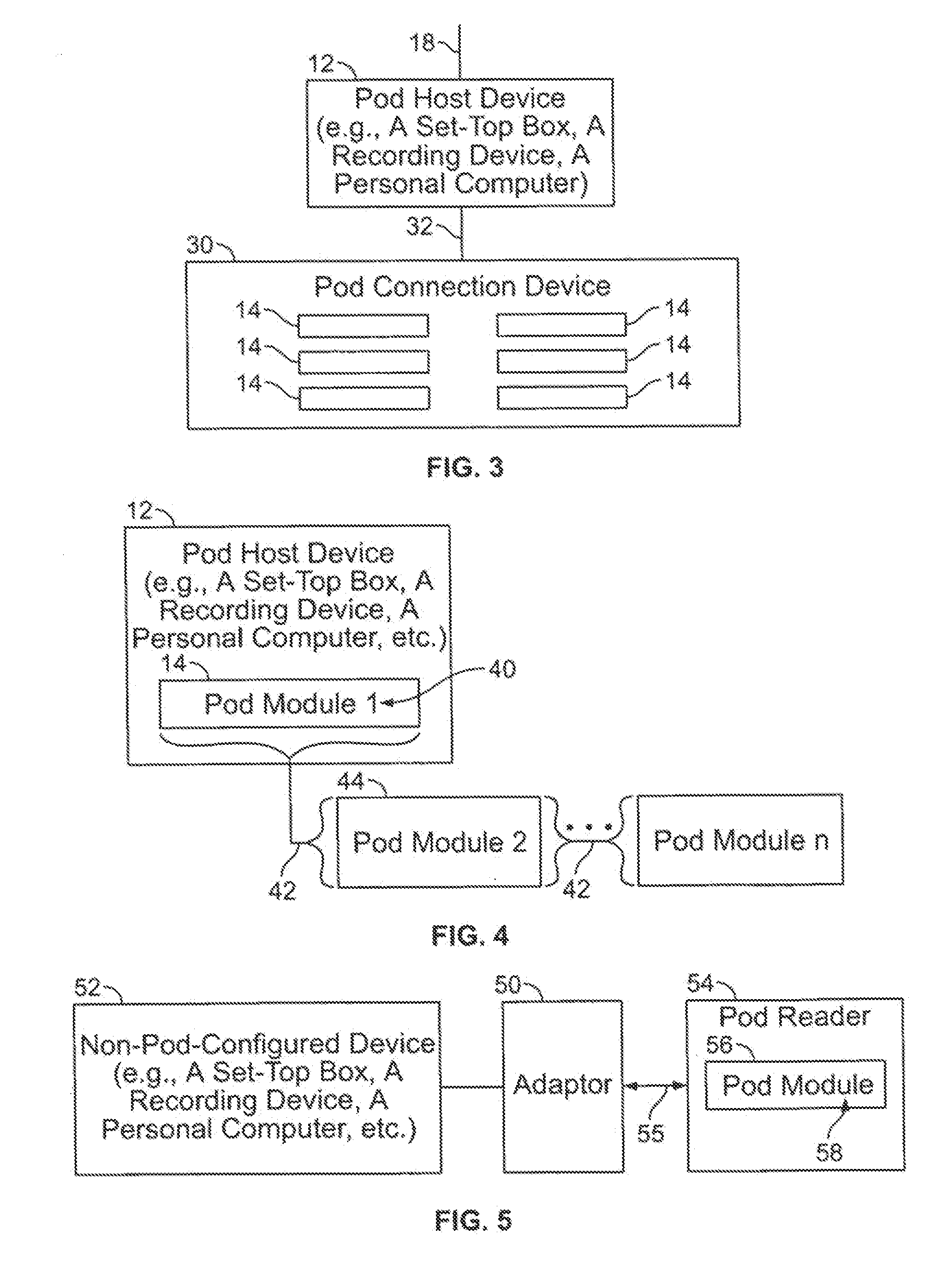 Interactive television systems having pod modules and methods for use in the same