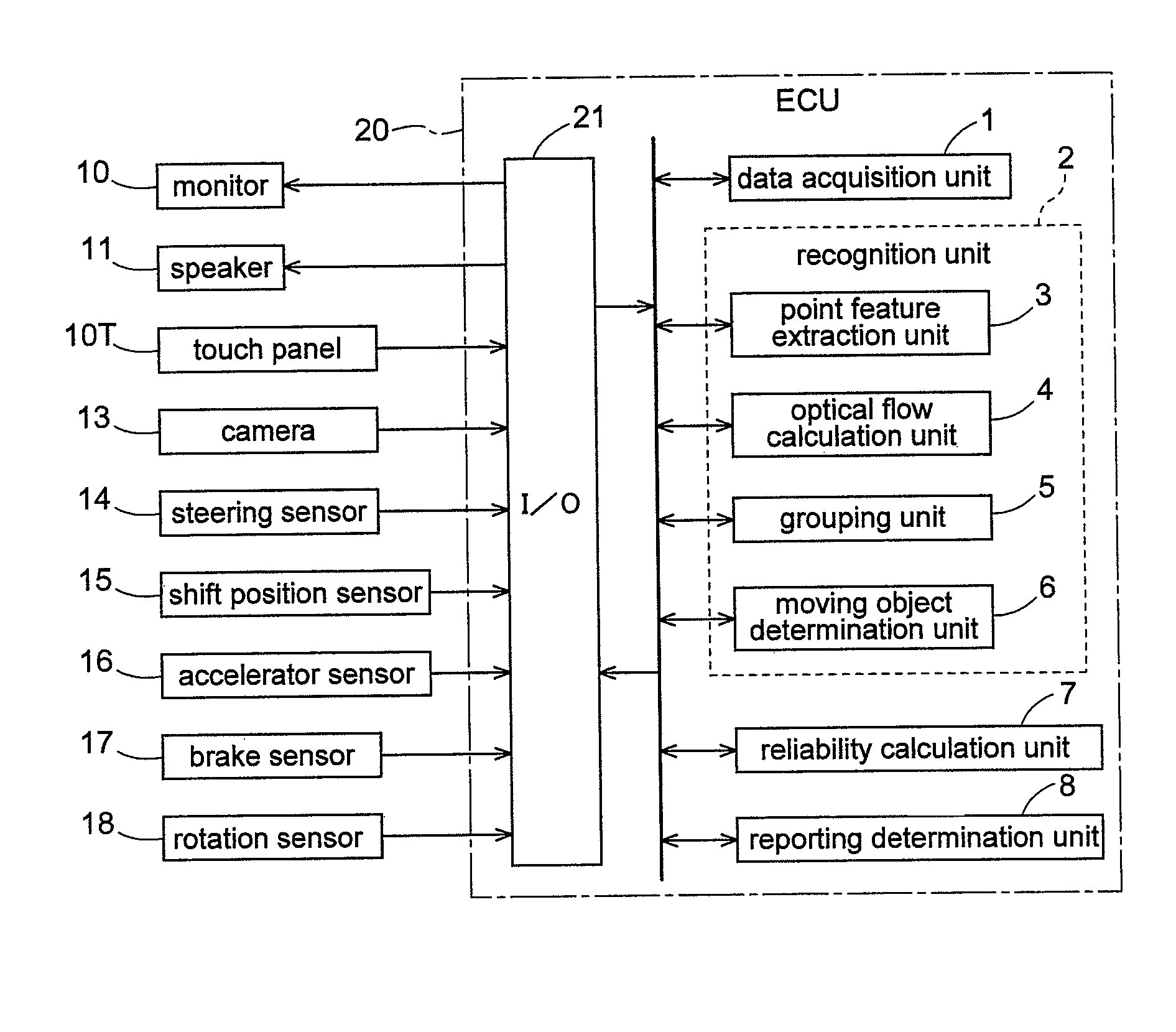 Moving object recognizing apparatus