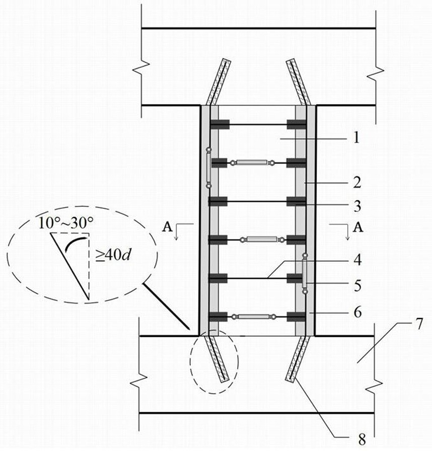 High-strength stainless steel stranded wire net reinforced ECC pre-tightening force tensioning reinforcing component and construction method thereof