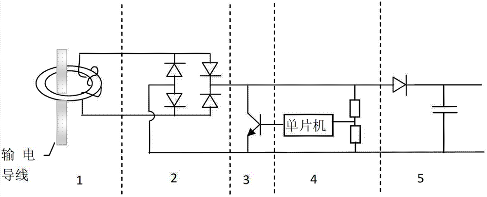 High-voltage wire magnetic field induction energy taking device for high-voltage transmission line online monitoring