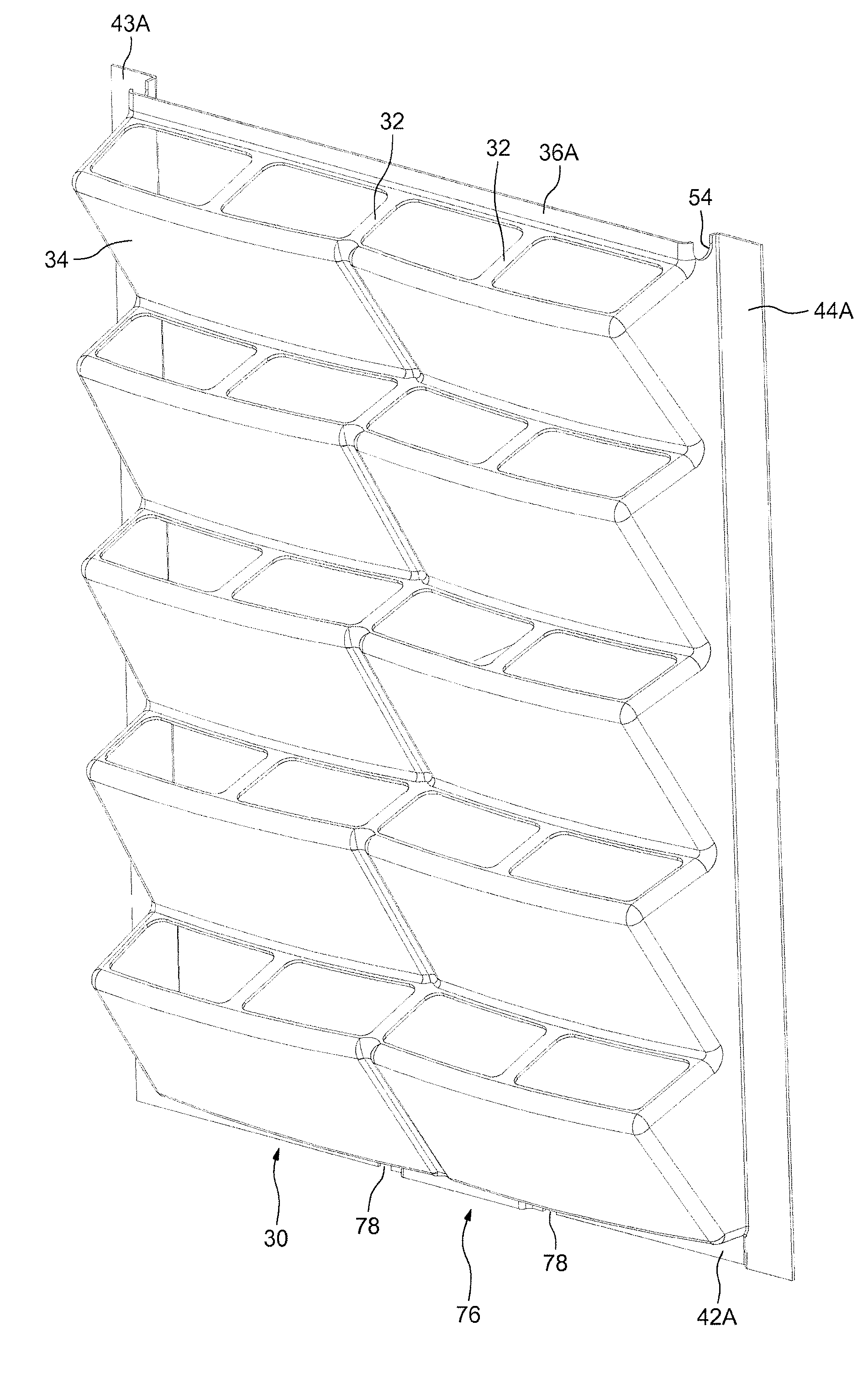 Device for a vertical or angled arrangement of the hydroponic cultivation of plants