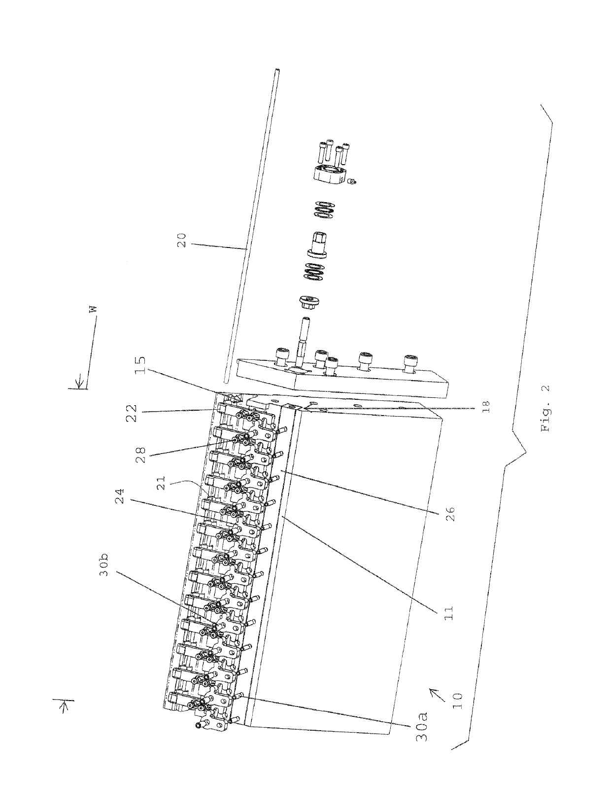 Die having linear bearing array