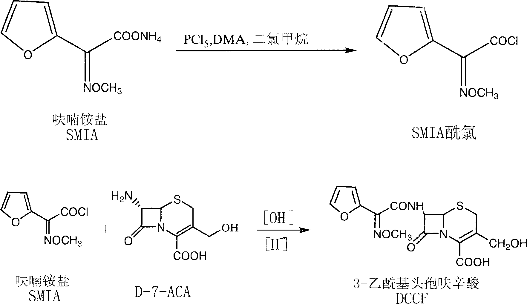 Novel process for synthesizing 3-deacetyl cefuroxime sodium (DCCF)