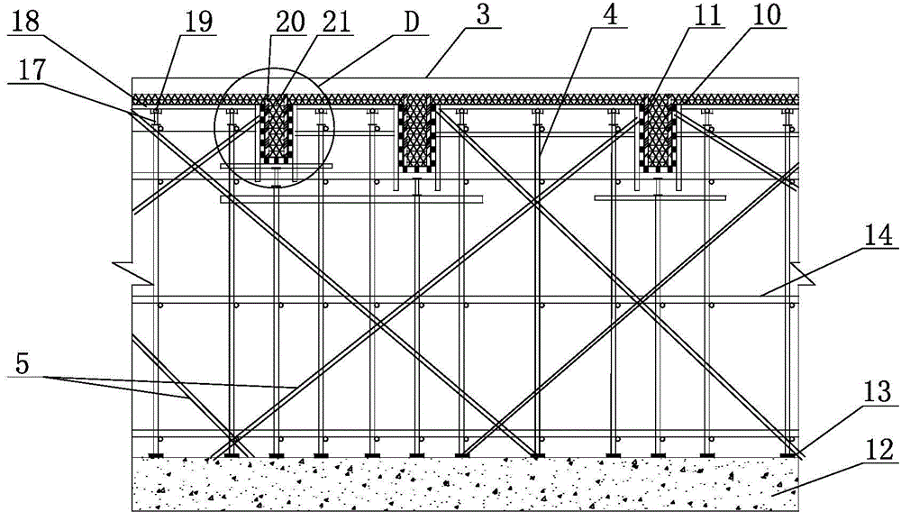 Construction method of post-cast strip area and floor area supporting systems on two sides of post-cast strip area