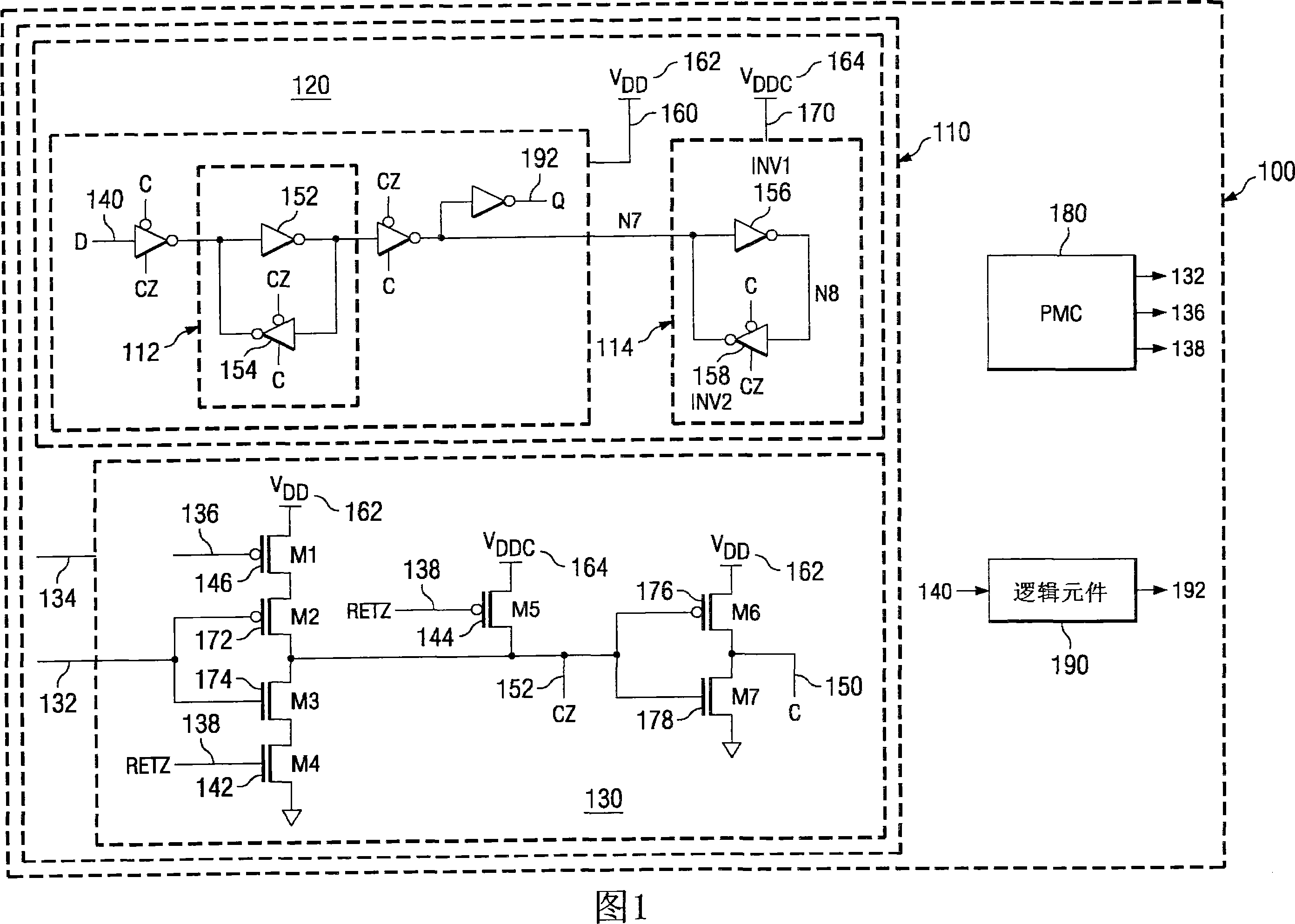 Data retention device for power-down applications and method