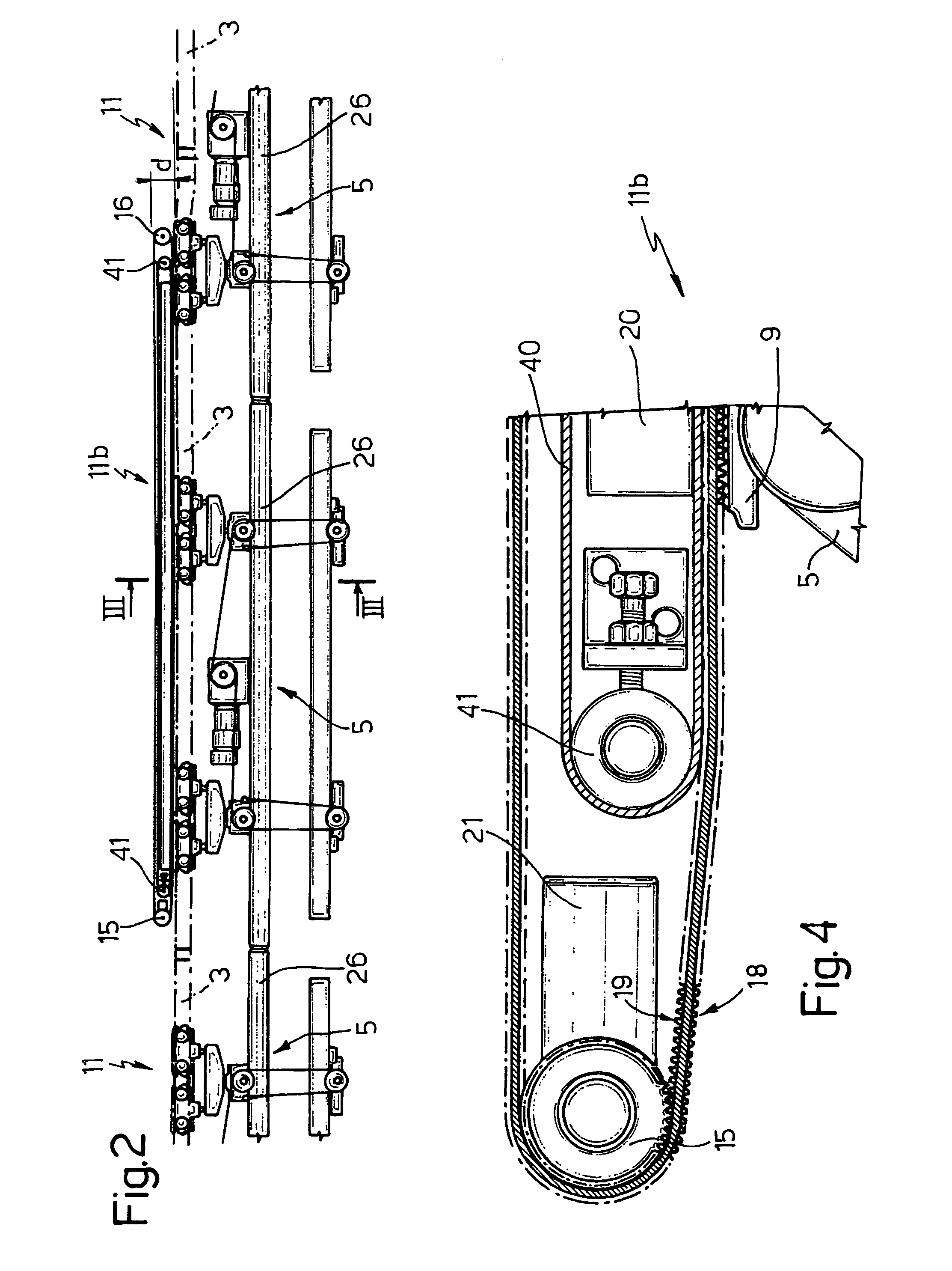 Integrated conveyor system for moving loads, in particular vehicles, along a production line