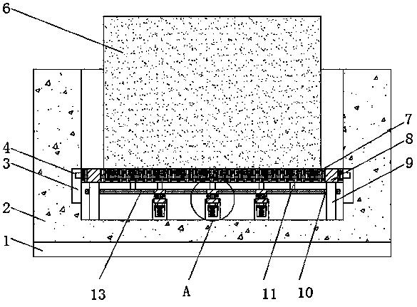Sewage treater base with shock absorption function