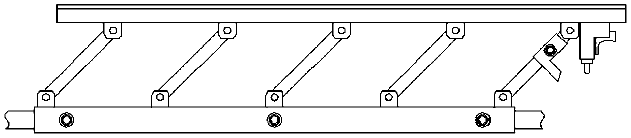 Handrail adjusting device for medical bed based on toothed bar principle